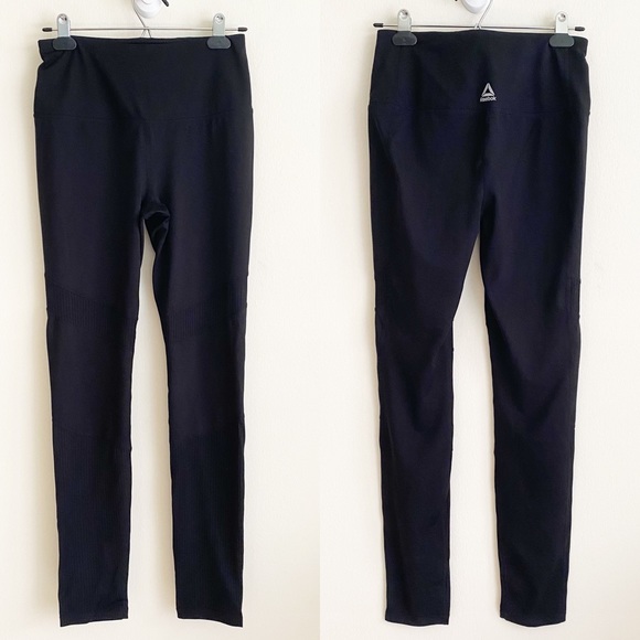 Reebok High Waisted Double Vented 28” Inseam Leggings Black S - Picture 1 of 9